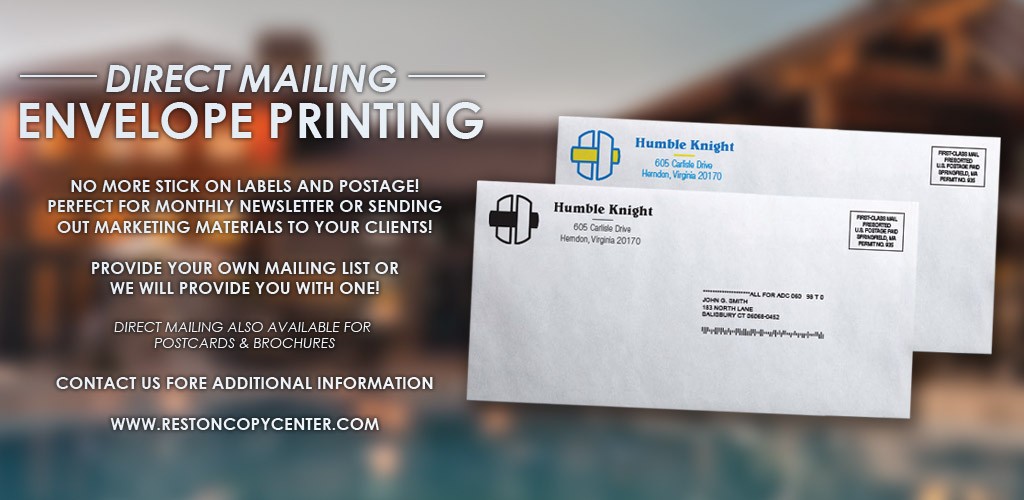 reston copy center direct mailing postage printing